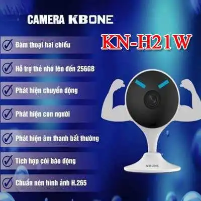 KBONE KN-H21W là camera IP mới nhất dùng cho gia đình, thiết kế nhỏ gọn, độ phân giải 2 megapixel. Được tích hợp wifi, camera dễ dàng cài đặt và kết nố.