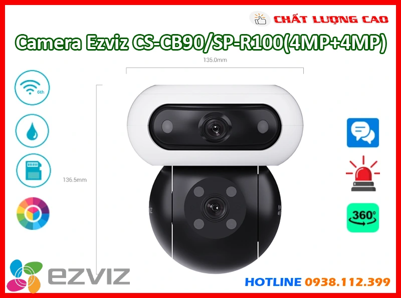  Camera CS-CB90/SP-R100 trang bị tầm nhìn hồng ngoại lên đến 35 mét, cho hình ảnh màu ban đêm sắc nét. Tự động theo dõi thông minh, phát hiện chính xác người và xe với hỗ trợ cảnh báo còi đèn nhấp nháy. Tích hợp đàm thoại hai chiều và thẻ nhớ microSD 512GB.