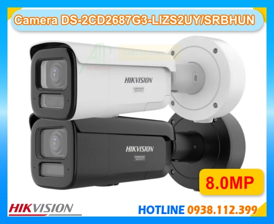 HikVision DS-2CD2687G3-LIZS2UY/SRBHUN, Camera HikVision DS-2CD2687G3-LIZS2UY/SRBHUN, Camera IP Hikvision 8MP, Camera ColorVu 8MP, Camera zoom quang 4x Hikvision, Camera ngoài trời IP67, Camera có loa cảnh báo Hikvision, Camera hồng ngoại 60m