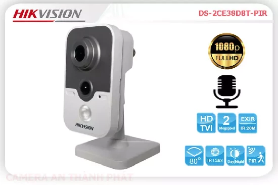  Camera Hikvision DS-2CE38D8T-PIR,Camera Hikvision DS-2CE38D8T-PIR là dòng camera cube HD-TVI sản phẩm thiết kế nhỏ gọn chắc chắn.Camera có độ phân giải 2.0 megapixel.Hỗ trợ hồng ngoại 20 mét.Sản phẩm phù họp cho các công trình nhỏ như văn phòng,kho xưởng,siêu thị ,...    