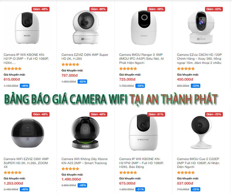 bảng báo giá camera wifi giá rẻ