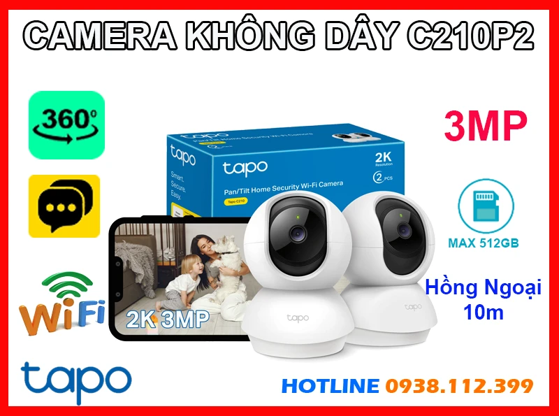 Camera Quay Quét Không Dây Tapo C210P2, camera IP wifi không dây Tapo C210P2, Tapo C210P2, C210P2, camera không dây Tapo C210P2, lắp đặt camera Tapo C210P2 giá rẻ, lắp camera trong nhà Tapo C210P2, camera Tapo C210P2 giá rẻ, camera Tapo C210P2 chính hãng,