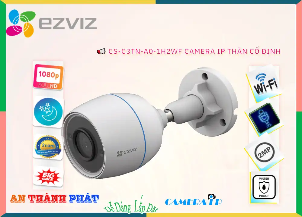 Camera IP Wifi ngoài trời Ezviz CS-C3TN-A0-1H2WF\ Camera IP Wifi ngoài trời Ezviz CS-C3TN-A0-1H2WF\