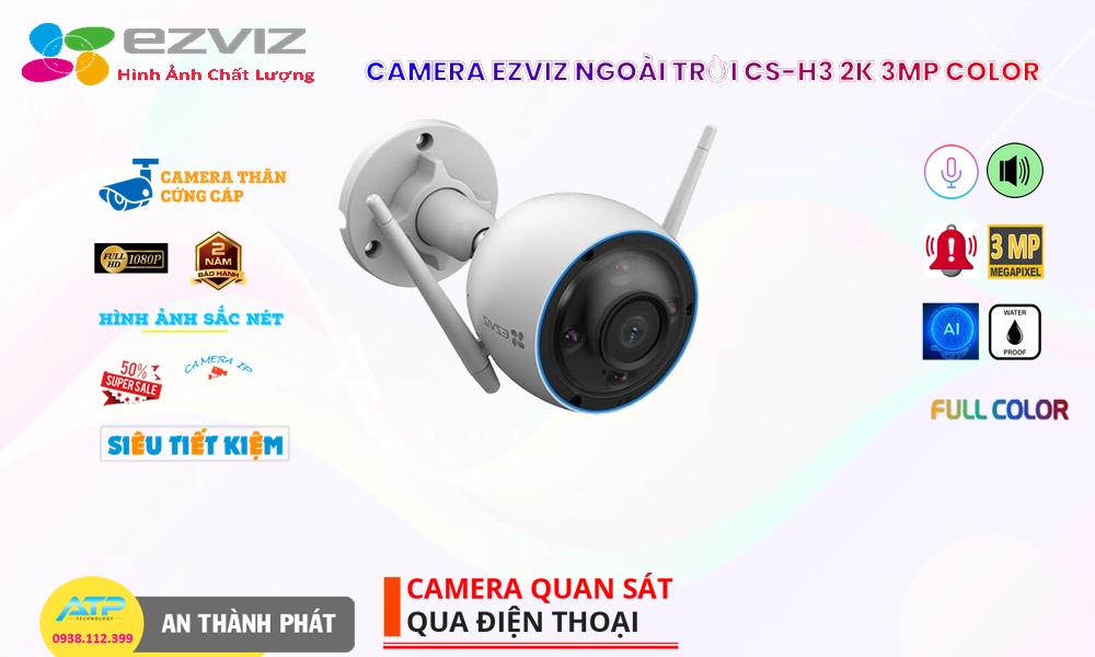 Wifi Không Dây CS-H3 2K 3MP Color Hình Ảnh Đẹp Wifi Ezviz Wifi Không Dây CS-H3 2K 3MP Color Hình Ảnh Đẹp Wifi Ezviz