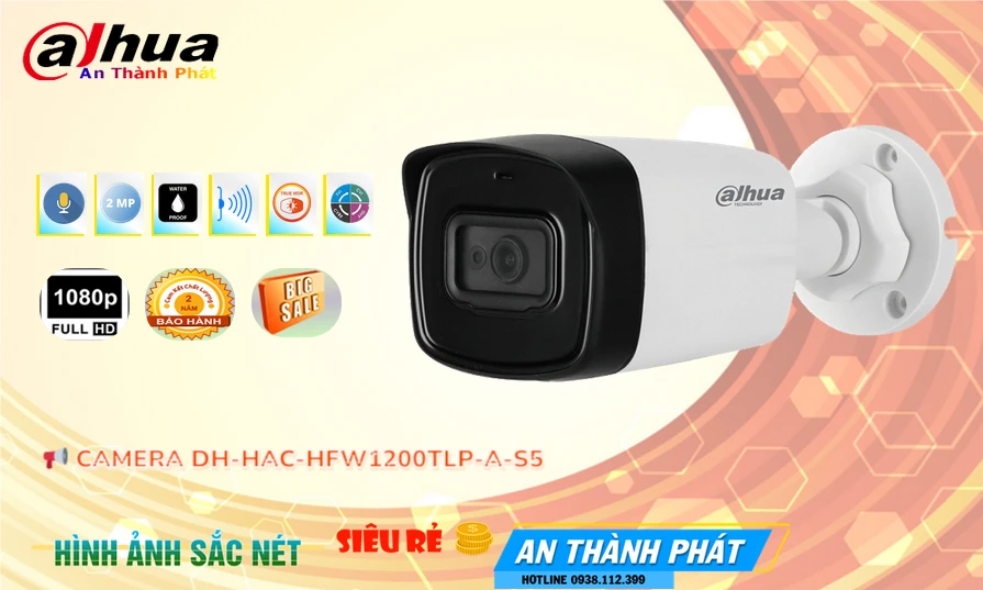 Camera Thân Hồng Ngoài DH-HAC-HFW1200TLP-A-S5 Camera Thân Hồng Ngoài DH-HAC-HFW1200TLP-A-S5