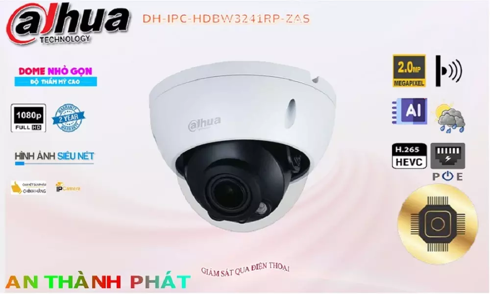 ➠  DH-IPC-HDBW3241RP-ZAS sắc nét Dahua