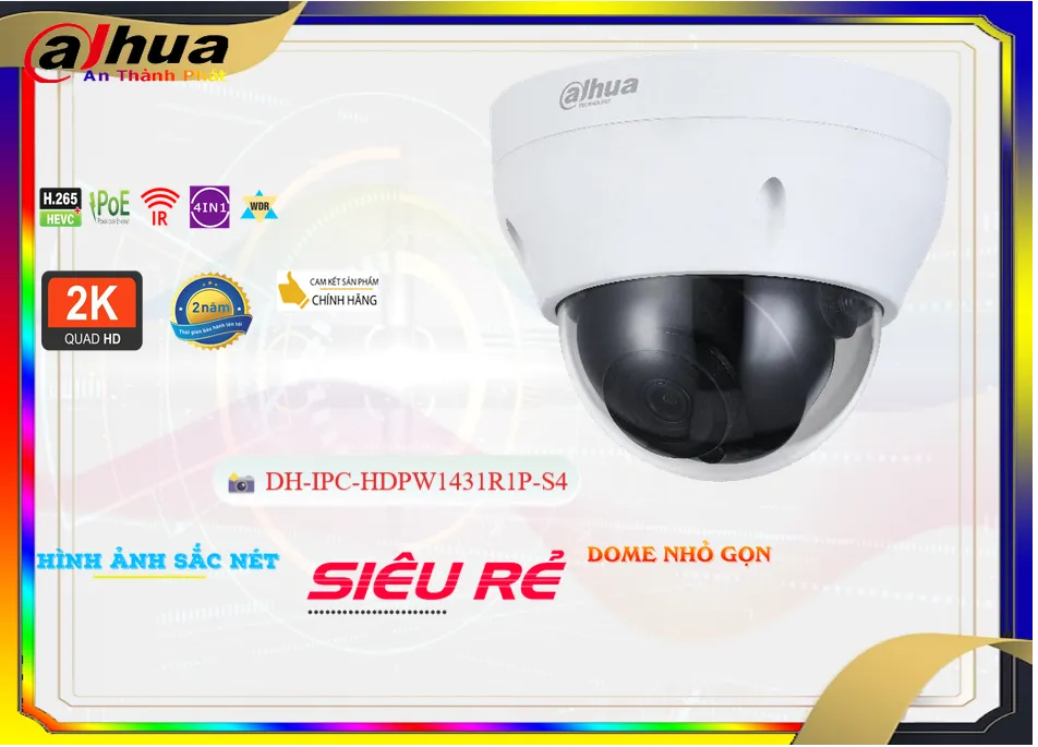 DH-IPC-HDPW1431R1P-S4 sắc nét Dahua DH-IPC-HDPW1431R1P-S4 sắc nét Dahua