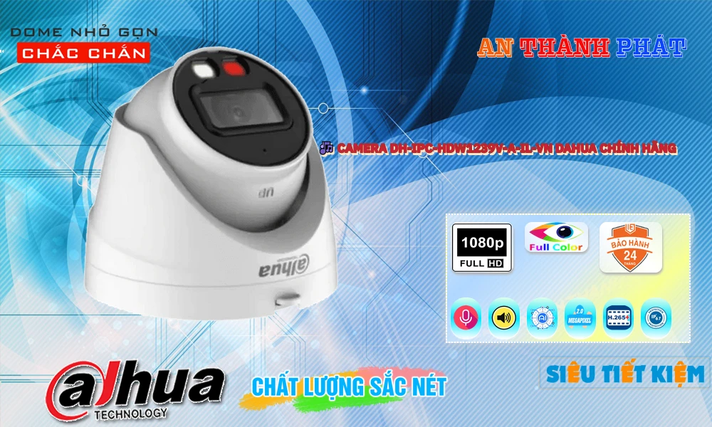 Camera Cấp Nguồ Qua Dây Mạng Chức năng chuyên dụng Phát hiện chuyển động người bằng cảm biến AI DH-IPC-HDW1239V-A-IL-VN Chi phí phù hợp ☆