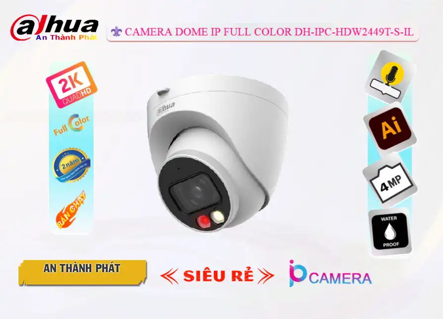 ➠  DH-IPC-HDW2449T-S-IL sắc nét Dahua