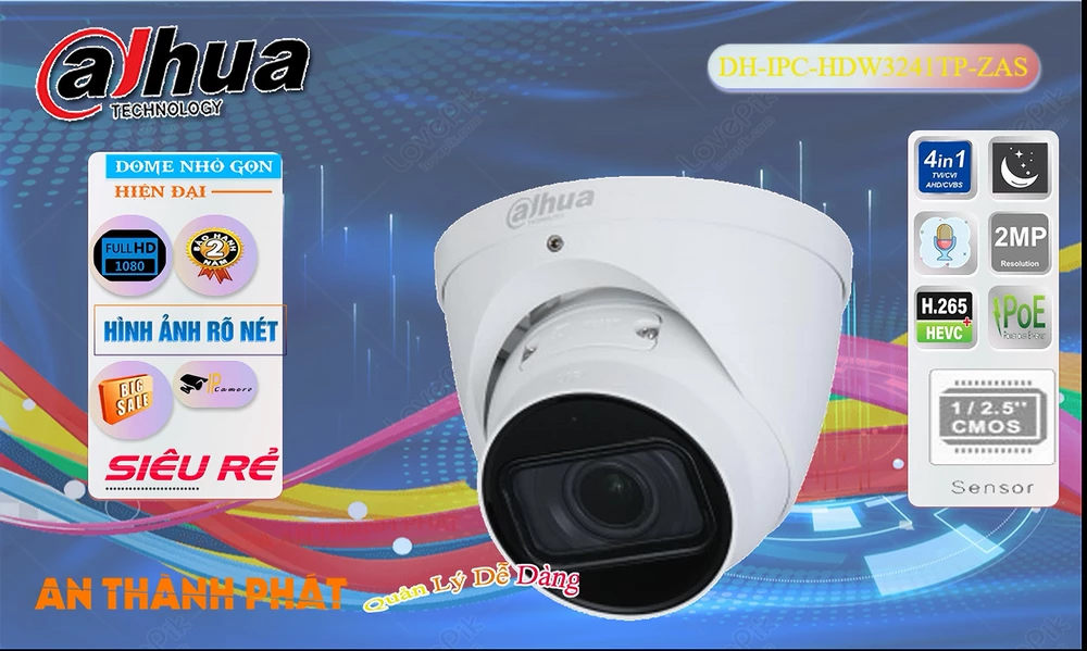 DH-IPC-HDW3241TP-ZAS sắc nét Dahua DH-IPC-HDW3241TP-ZAS sắc nét Dahua