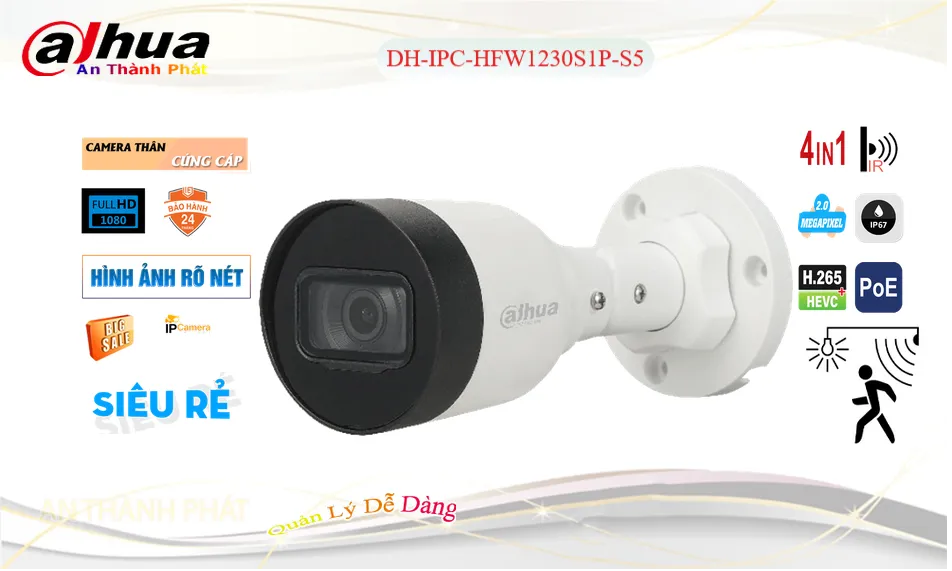DH-IPC-HFW1230S1P-S5 sắc nét Dahua