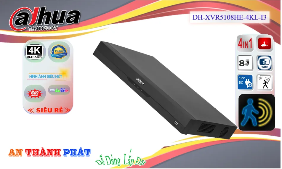 DH-XVR5108HE-4KL-I3 sắc nét Dahua DH-XVR5108HE-4KL-I3 sắc nét Dahua