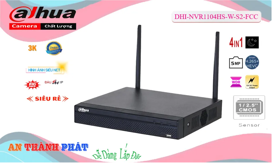 DHI-NVR1104HS-W-S2-FCC sắc nét Dahua