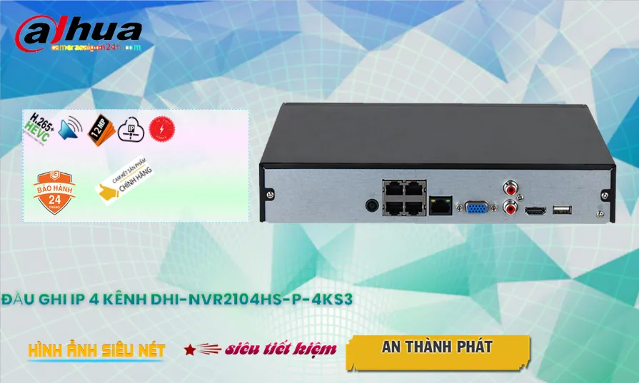 DHI-NVR2104HS-P-4KS3 Dahua Thiết kế Đẹp DHI-NVR2104HS-P-4KS3 Dahua Thiết kế Đẹp