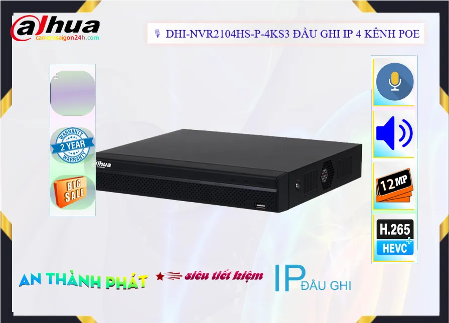 DHI-NVR2104HS-P-4KS3 Dahua Thiết kế Đẹp DHI-NVR2104HS-P-4KS3 Dahua Thiết kế Đẹp