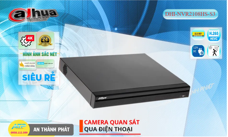 DHI-NVR2108HS-S3 sắc nét Dahua DHI-NVR2108HS-S3 sắc nét Dahua