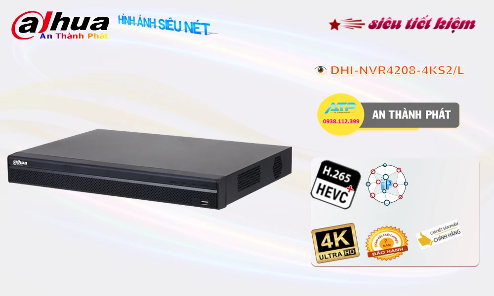 DHI-NVR4208-4KS2/L sắc nét Dahua