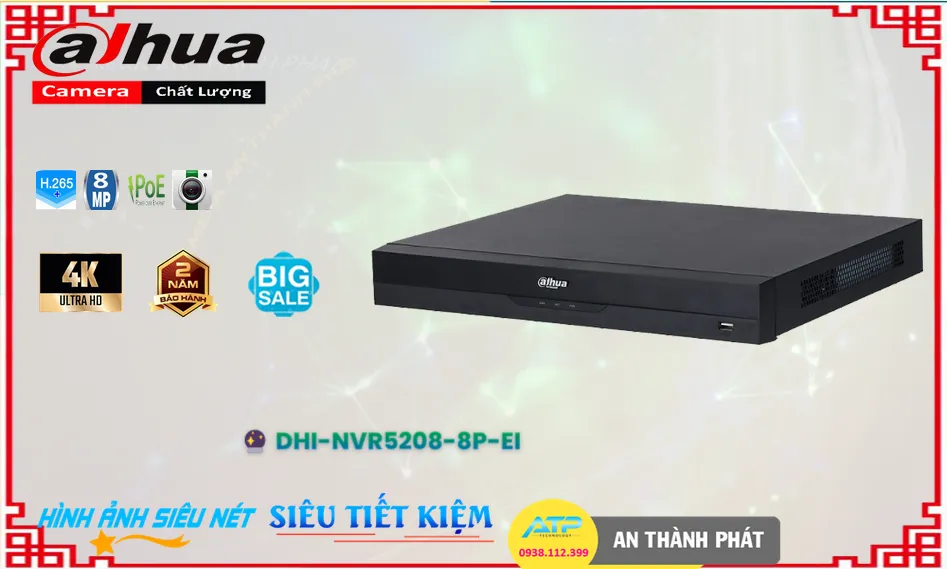 DHI-NVR5208-8P-EI Đầu Ghi Dahua DHI-NVR5208-8P-EI Đầu Ghi Dahua