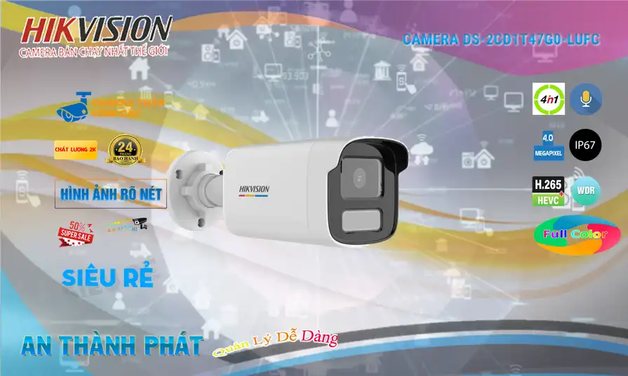 DS-2CD1T47G0-LUFC sắc nét Hikvision