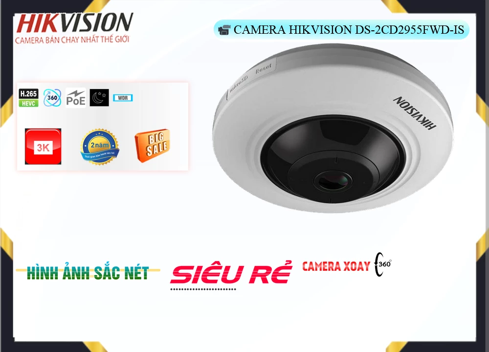 DS-2CD2955FWD-IS sắc nét Hikvision DS-2CD2955FWD-IS sắc nét Hikvision
