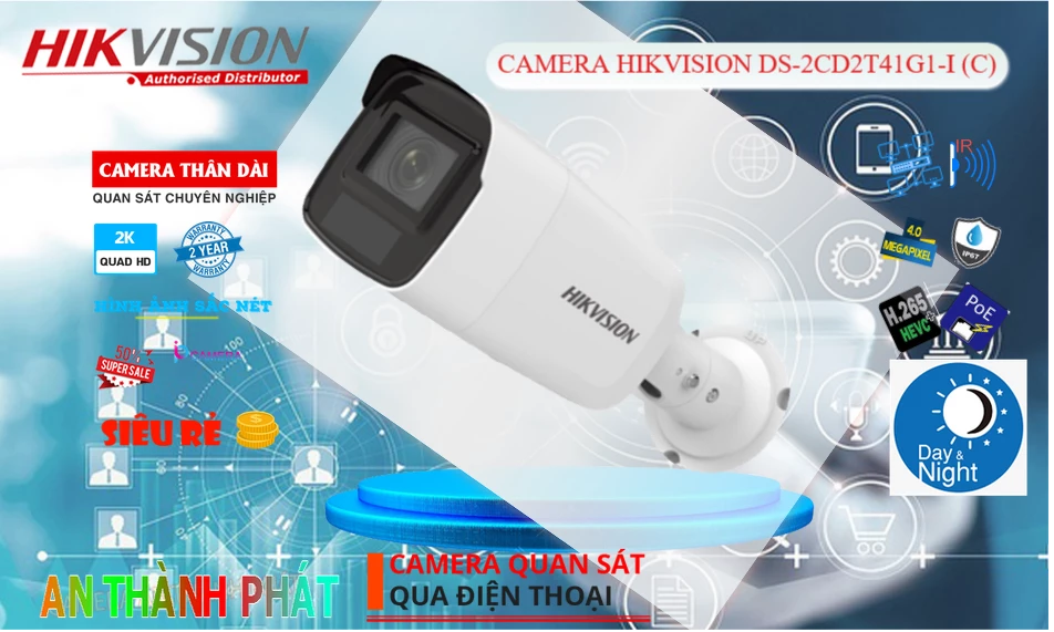➠  DS-2CD2T41G1-I(C) sắc nét Hikvision