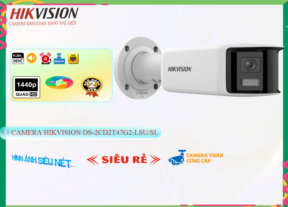 DS-2CD2T47G2-LSU/SL sắc nét Hikvision DS-2CD2T47G2-LSU/SL sắc nét Hikvision
