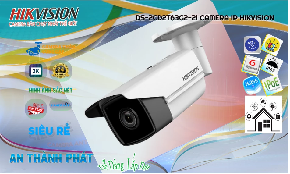 DS-2CD2T63G2-2I sắc nét Hikvision ➠