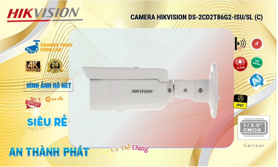 Camera Hikvision DS-2CD2T86G2-ISU/SL(C)