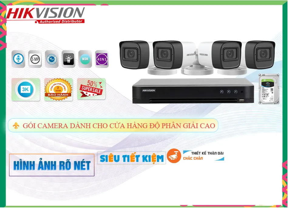  Camera Lắp Camera Cửa Hàng Trọn Bộ 2K chính hãng 