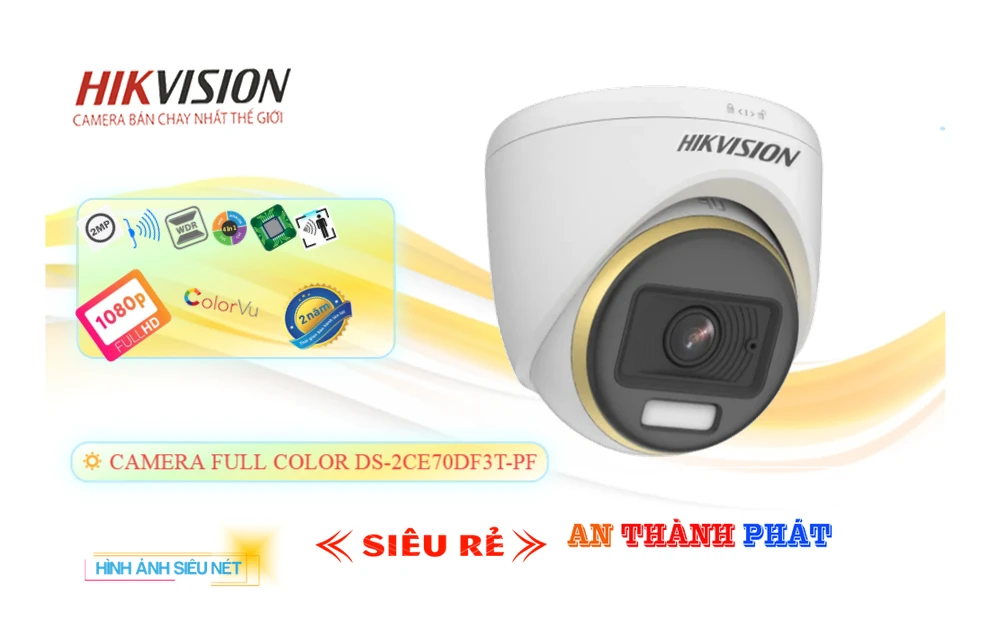 Camera Dome Hikvision DS-2CE70DF3T-PF ColorVu 2.0MP Camera Dome Hikvision DS-2CE70DF3T-PF ColorVu 2.0MP