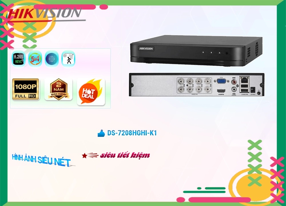 Đầu Ghi Camera Hikvision DS-7208HGHI-K1 Tiết Kiệm Đầu Ghi Camera Hikvision DS-7208HGHI-K1 Tiết Kiệm