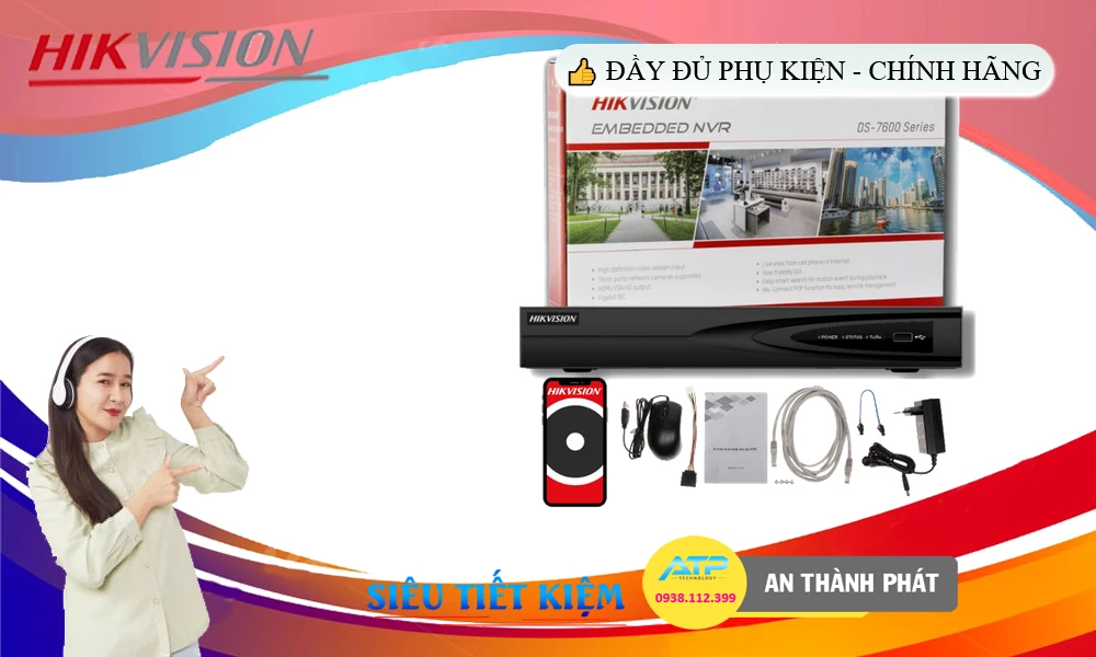 DS-7604NI-K1/4P (C) sắc nét Hikvision ➠