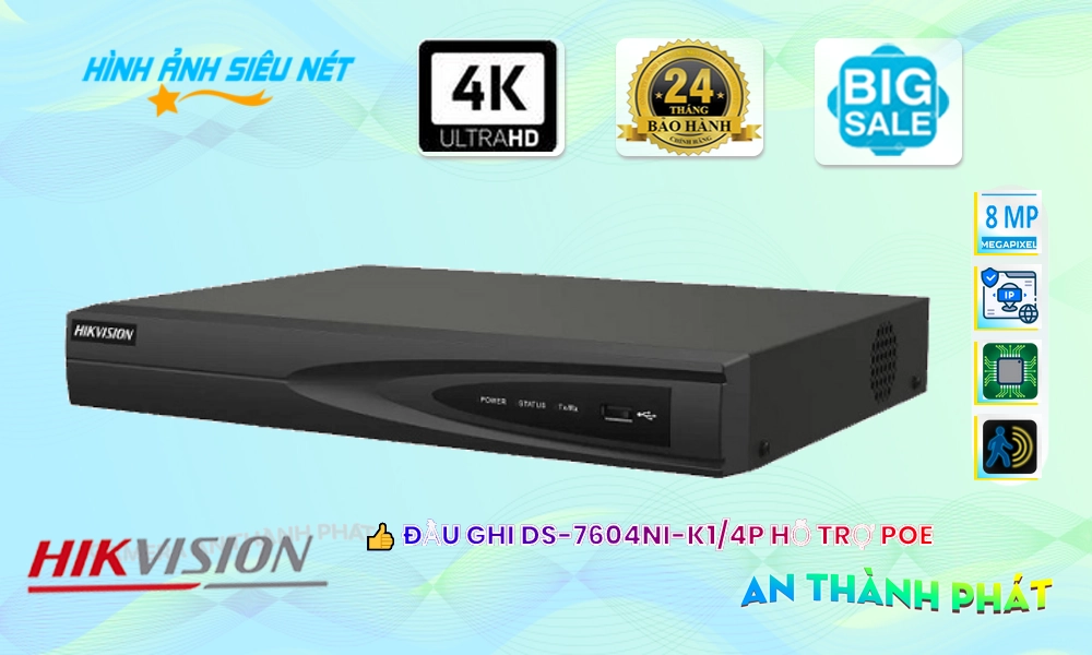 DS-7604NI-K1/4PThiết Bị Ghi Hình Thiết kế Đẹp Hikvision DS-7604NI-K1/4PThiết Bị Ghi Hình Thiết kế Đẹp Hikvision