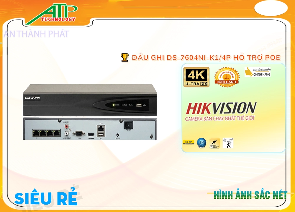 DS-7604NI-K1/4PThiết Bị Ghi Hình Thiết kế Đẹp Hikvision DS-7604NI-K1/4PThiết Bị Ghi Hình Thiết kế Đẹp Hikvision