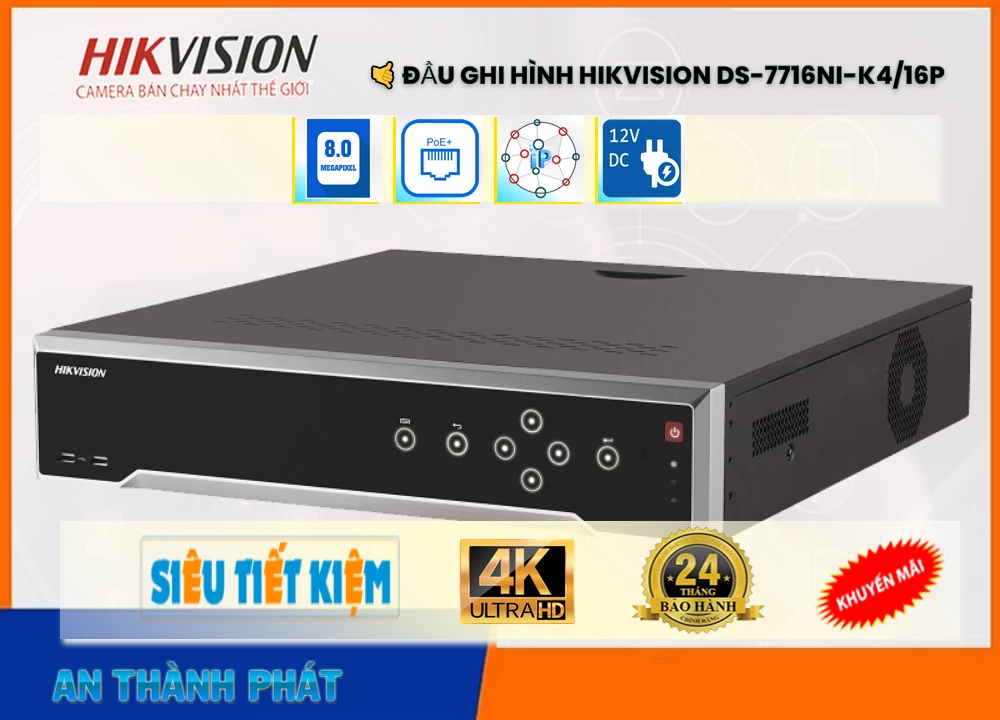 DS-7716NI-K4/16P sắc nét Hikvision DS-7716NI-K4/16P sắc nét Hikvision