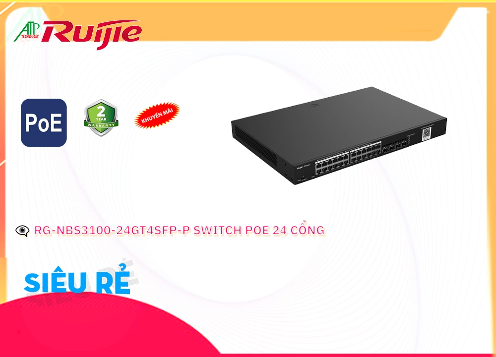 Modum Mạng Hãng Ruijie RG-NBS3100-24GT4SFP-P Modum Mạng Hãng Ruijie RG-NBS3100-24GT4SFP-P