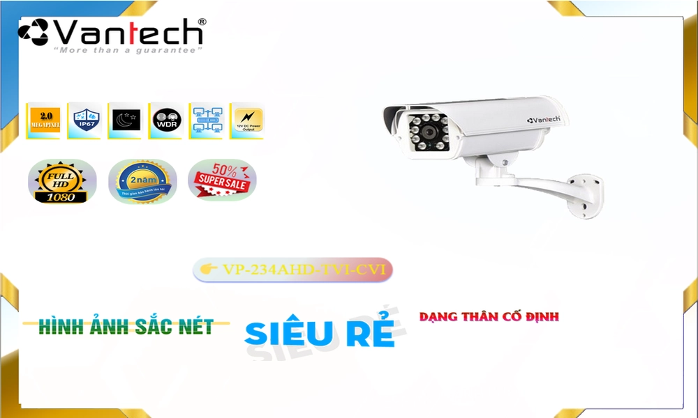 Camera VanTech VP-234AHD/TVI/CVI Mẫu Đẹp Camera VanTech VP-234AHD/TVI/CVI Mẫu Đẹp